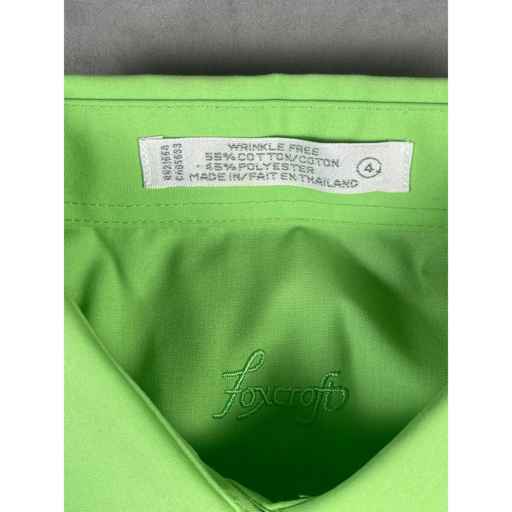Foxcroft Womens Lime Green Wrinkle Free Button Down Shirt Size 4 Long Sleeve - Picture 3 of 4